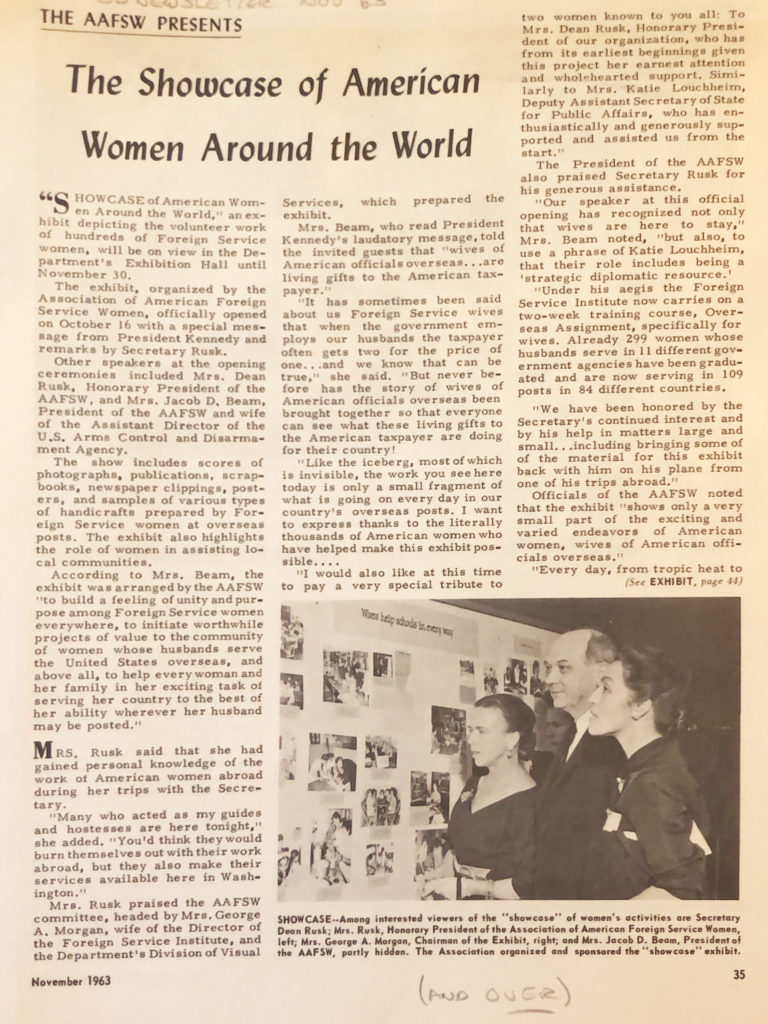 Additional State Department Newsletter articles - November 1963