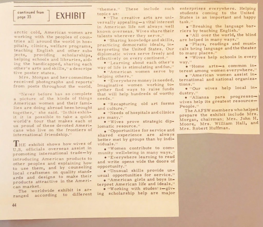 Continuation of Additional State Department Newsletter article - November 1963